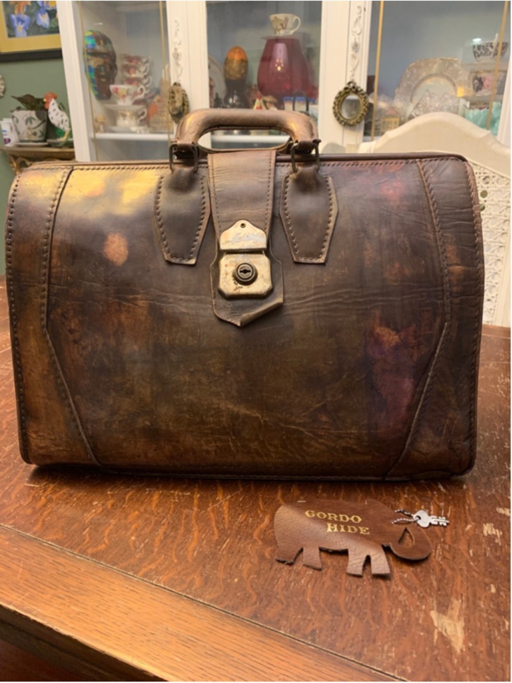 Vintage Brown Leather medical style Briefcase One Size